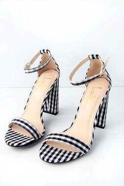 Lulus Taylor Gingham Ankle-Strap Block Heels